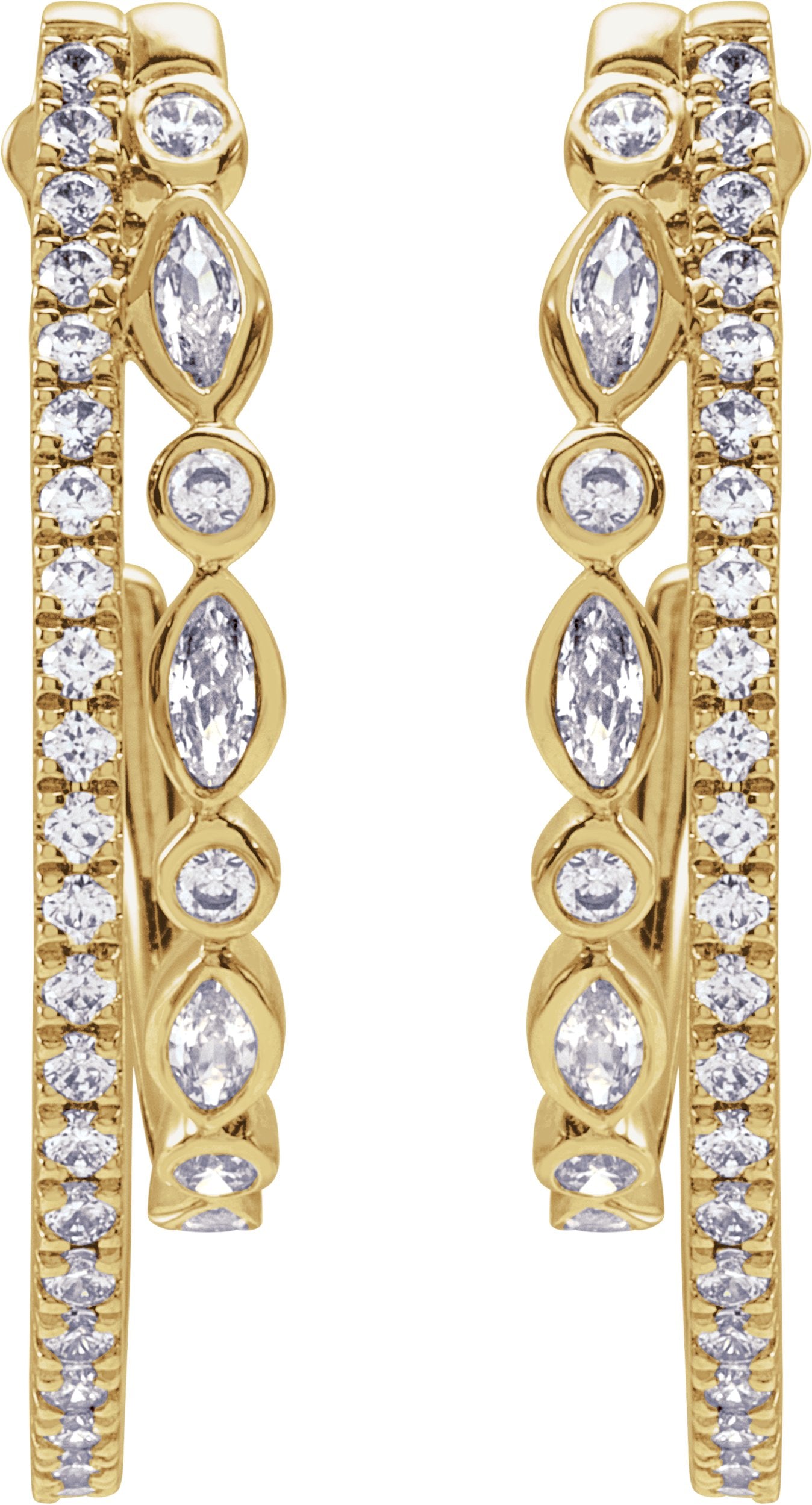 1 1/5 Ctw Marquise Lab-Grown Diamond Hoop Earrings - Rose Gold - Lab Grown Diamond