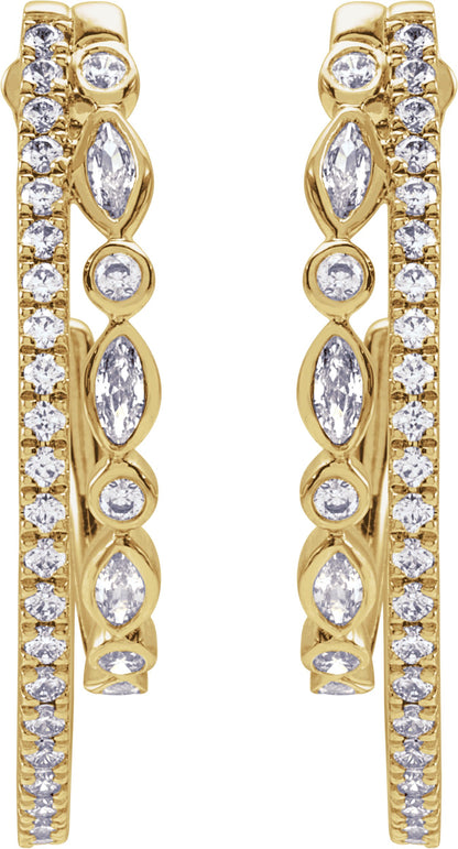 1 1/5 Ctw Marquise Lab-Grown Diamond Hoop Earrings - Rose Gold - Lab Grown Diamond