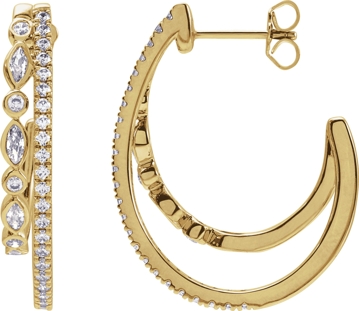 1 1/5 Ctw Marquise Lab-Grown Diamond Hoop Earrings - Lab Grown Diamond