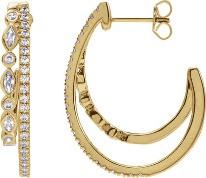1 1/5 Ctw Marquise Lab-Grown Diamond Hoop Earrings - Lab Grown Diamond