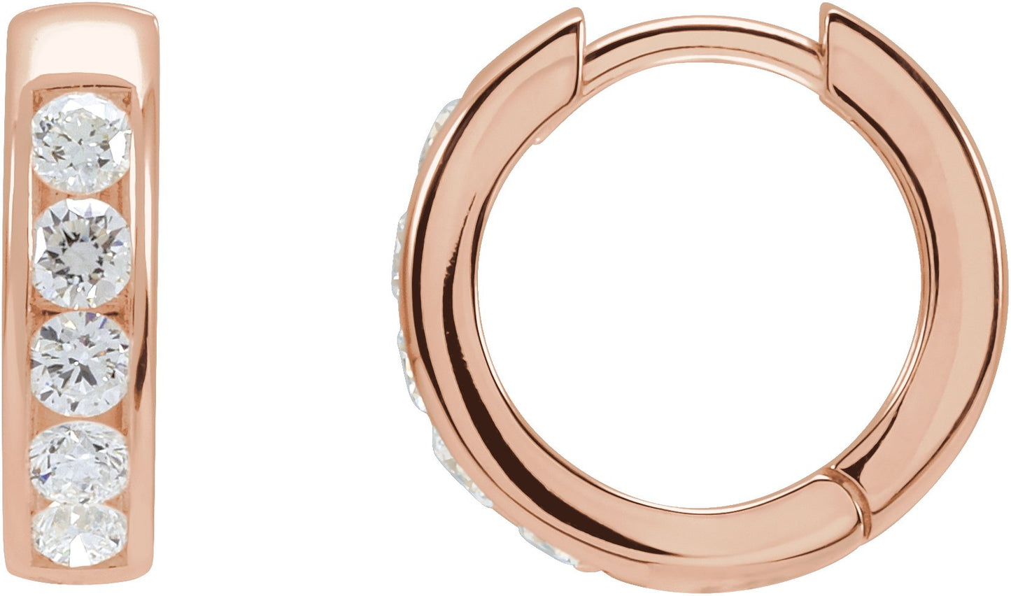 5/8 Ctw Lab Grown Diamond Hinged Hoop Earrings - Rose Gold - Lab Grown Diamond