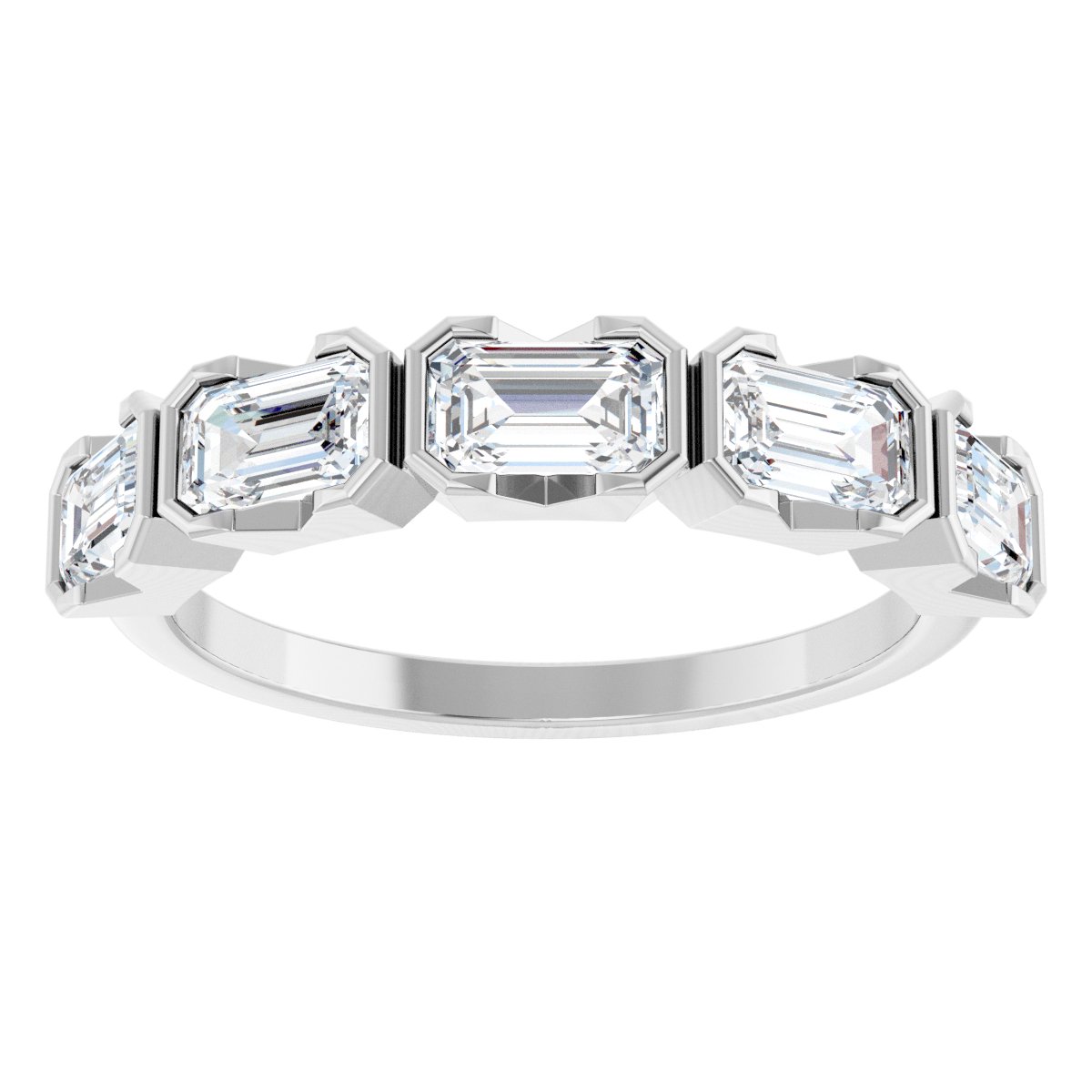 1 1/2 Ctw Emerald Lab-Grown Diamond Anniversary Band - White Gold - Lab Grown Diamond