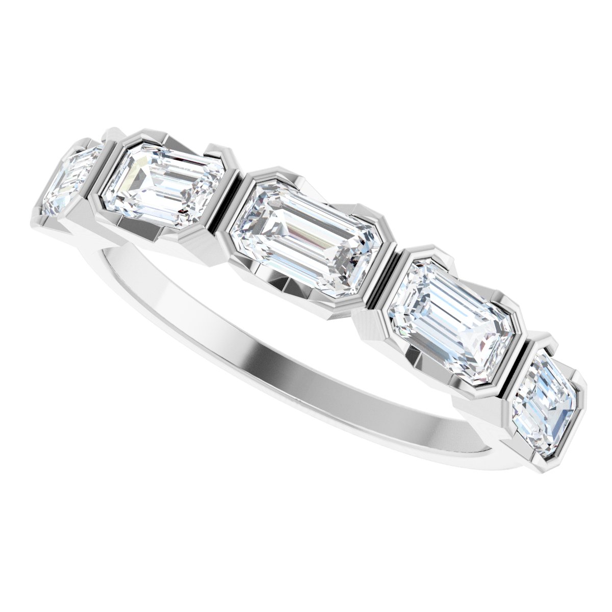 1 1/2 Ctw Emerald Lab-Grown Diamond Anniversary Band - White Gold - Lab Grown Diamond