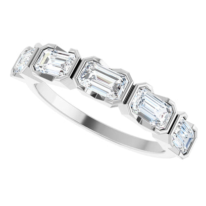 1 1/2 Ctw Emerald Lab-Grown Diamond Anniversary Band - White Gold - Lab Grown Diamond