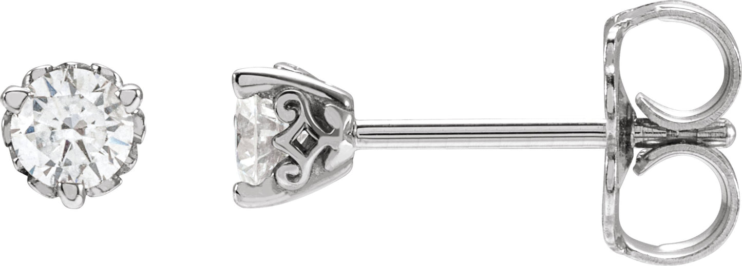 1/5 Ctw Lab-Grown Diamond 3-Prong Vintage-Inspired Earrings