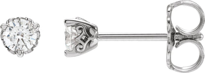 1/5 Ctw Lab-Grown Diamond 3-Prong Vintage-Inspired Earrings