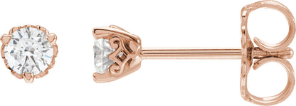 1/5 Ctw Lab-Grown Diamond 3-Prong Vintage-Inspired Earrings - Rose Gold - Lab Grown Diamond