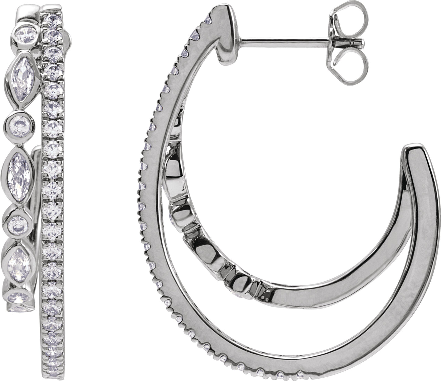1 1/5 Ctw Marquise Lab-Grown Diamond Hoop Earrings
