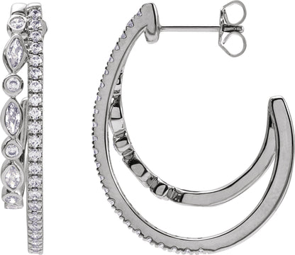 1 1/5 Ctw Marquise Lab-Grown Diamond Hoop Earrings