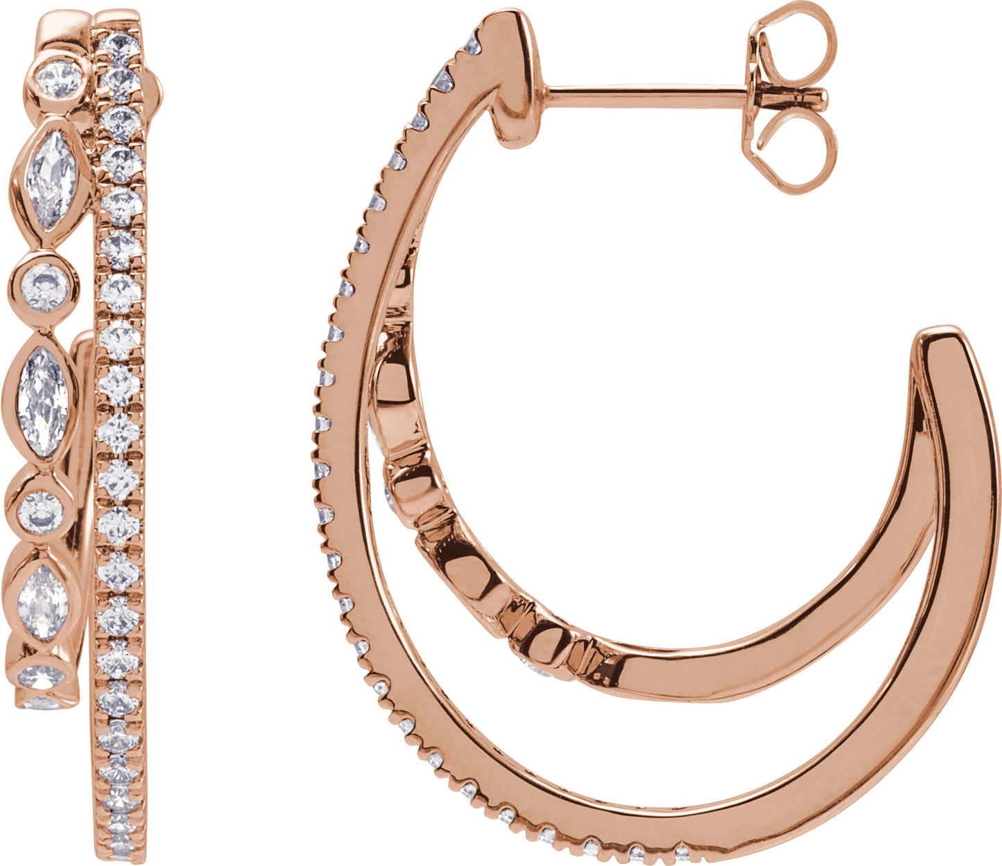 1 1/5 Ctw Marquise Lab-Grown Diamond Hoop Earrings