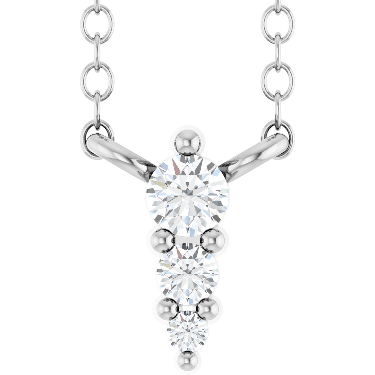 .05 Ctw Lab-Grown Diamond Graduated Bar Necklace - Lab Grown Diamond
