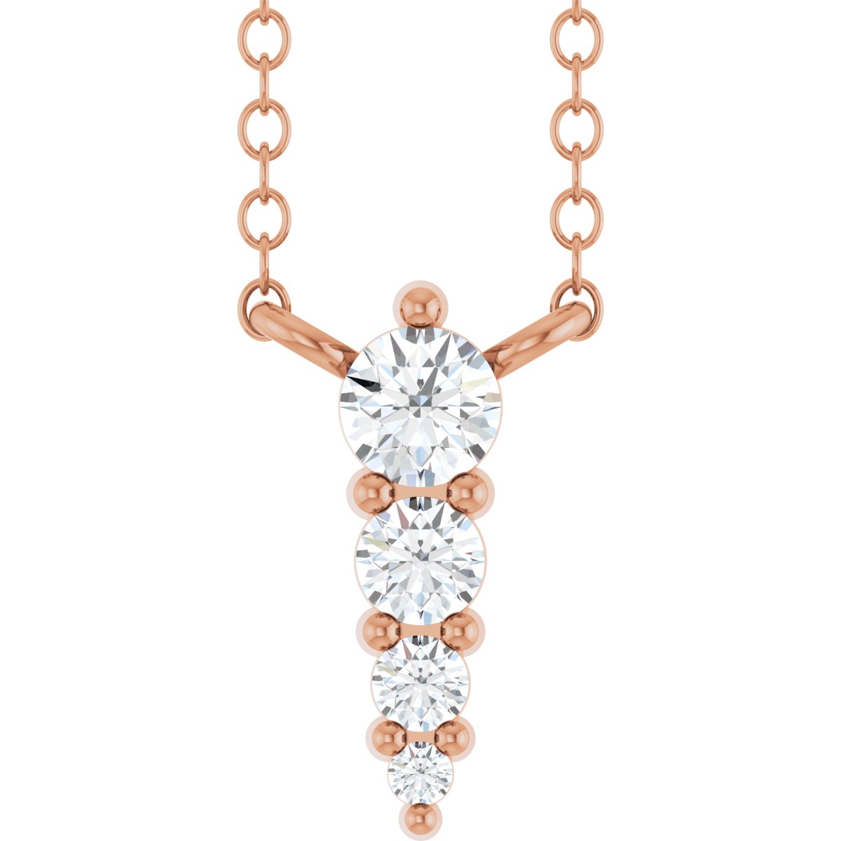 1/8 Ctw Lab-Grown Diamond Graduated Bar Necklace - Lab Grown Diamond