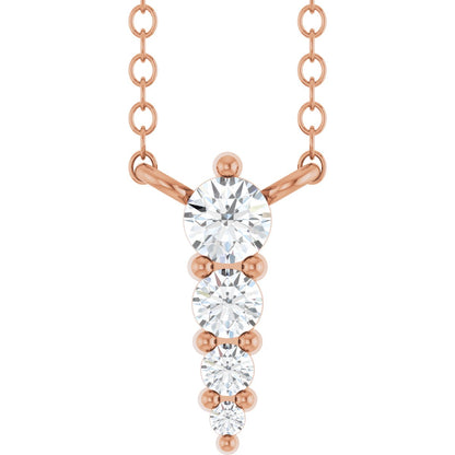 1/8 Ctw Lab-Grown Diamond Graduated Bar Necklace - Lab Grown Diamond
