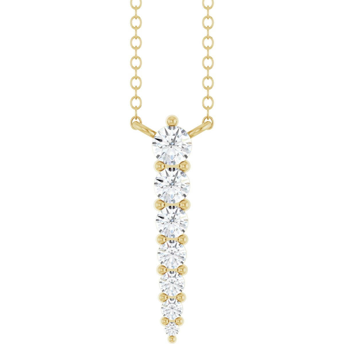 1/4 Ctw Lab-Grown Diamond Graduated Bar Necklace - Lab Grown Diamond