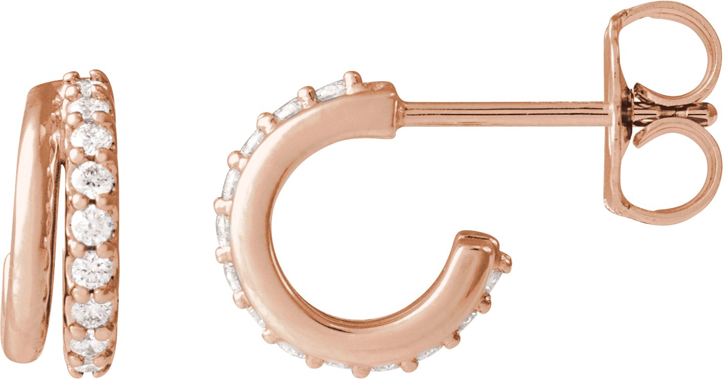 1/6 Ctw Lab-Grown Diamond Hoop Earrings - Yellow Gold - Lab Grown Diamond