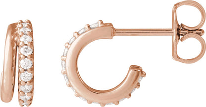 1/6 Ctw Lab-Grown Diamond Hoop Earrings - Yellow Gold - Lab Grown Diamond