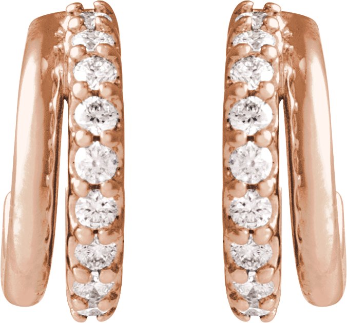 1/6 Ctw Lab-Grown Diamond Hoop Earrings - Rose Gold - Lab Grown Diamond