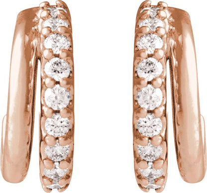 1/6 Ctw Lab-Grown Diamond Hoop Earrings - Rose Gold - Lab Grown Diamond