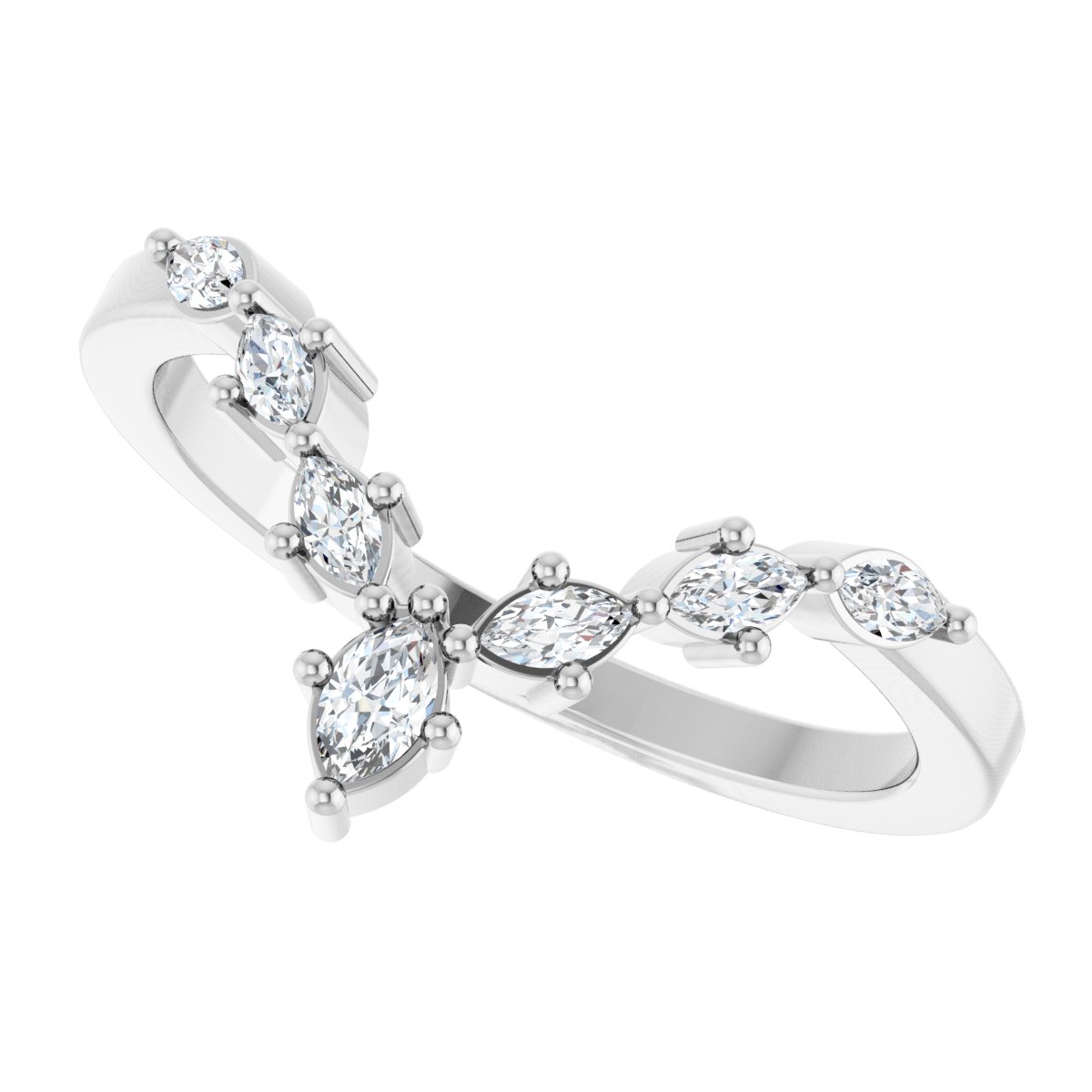 1/5 Ctw Marquise Lab-Grown Diamond Contour Band - White Gold - Lab Grown Diamond