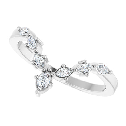 1/5 Ctw Marquise Lab-Grown Diamond Contour Band - White Gold - Lab Grown Diamond