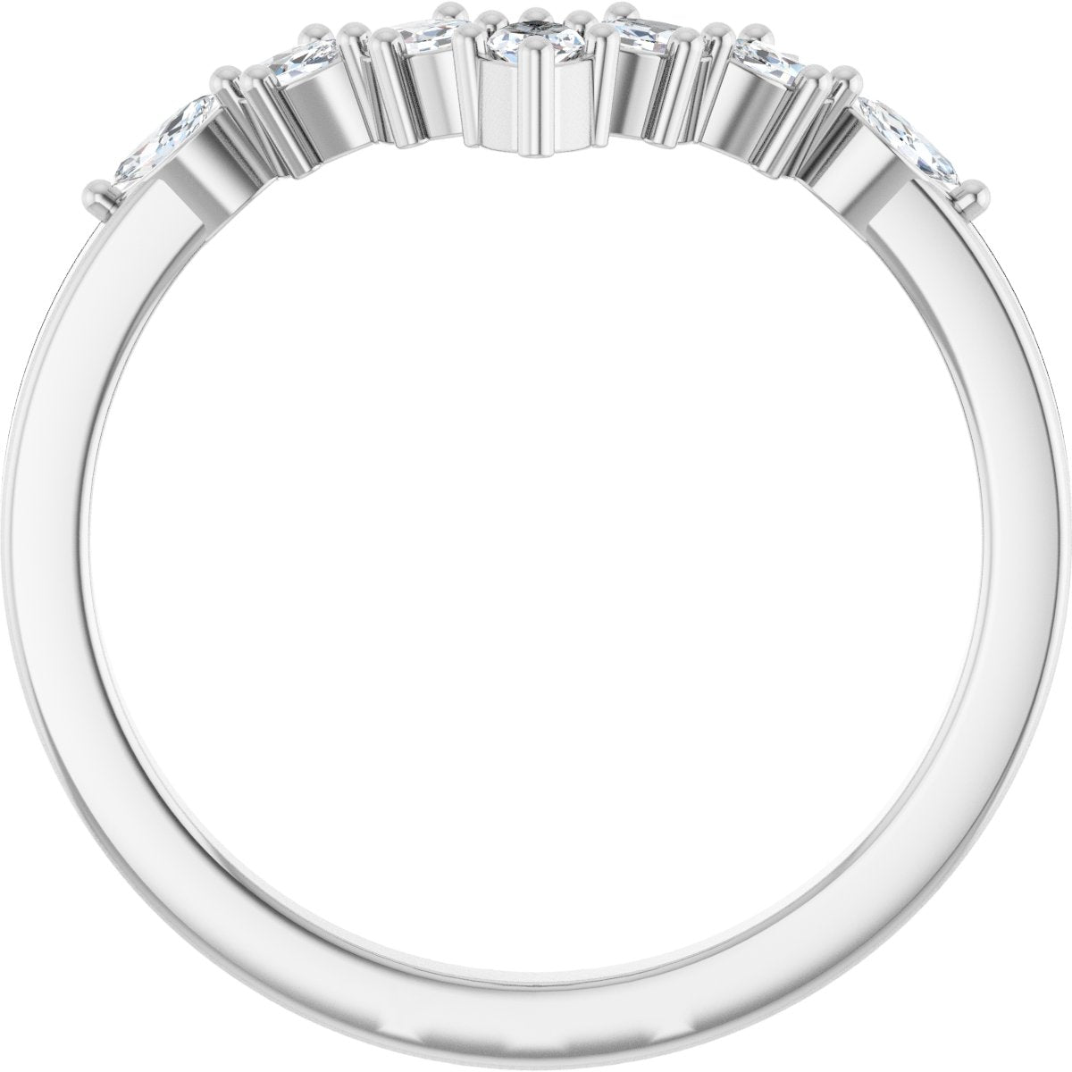 1/5 Ctw Marquise Lab-Grown Diamond Contour Band - White Gold - Lab Grown Diamond