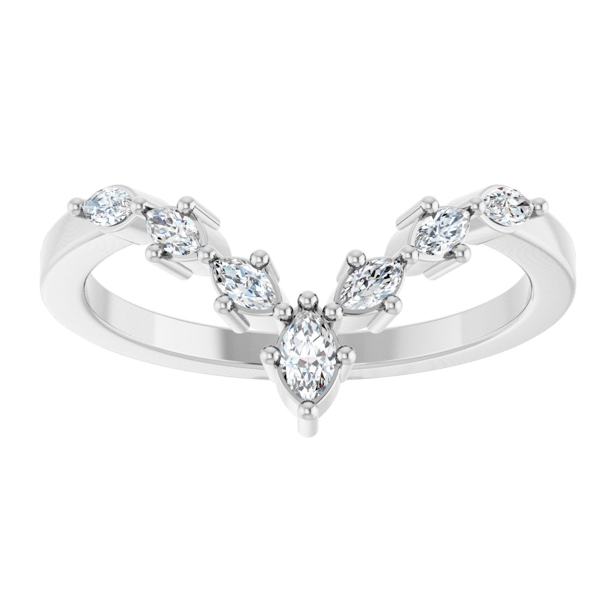 1/5 Ctw Marquise Lab-Grown Diamond Contour Band - White Gold - Lab Grown Diamond