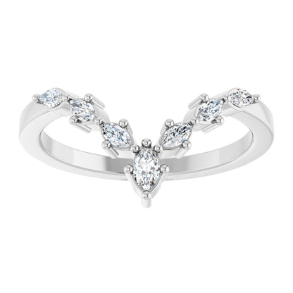 1/5 Ctw Marquise Lab-Grown Diamond Contour Band - White Gold - Lab Grown Diamond