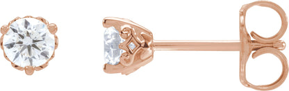 1/3 Ctw Lab-Grown Diamond 3-Prong Vintage-Inspired Earrings - Rose Gold - Lab Grown Diamond