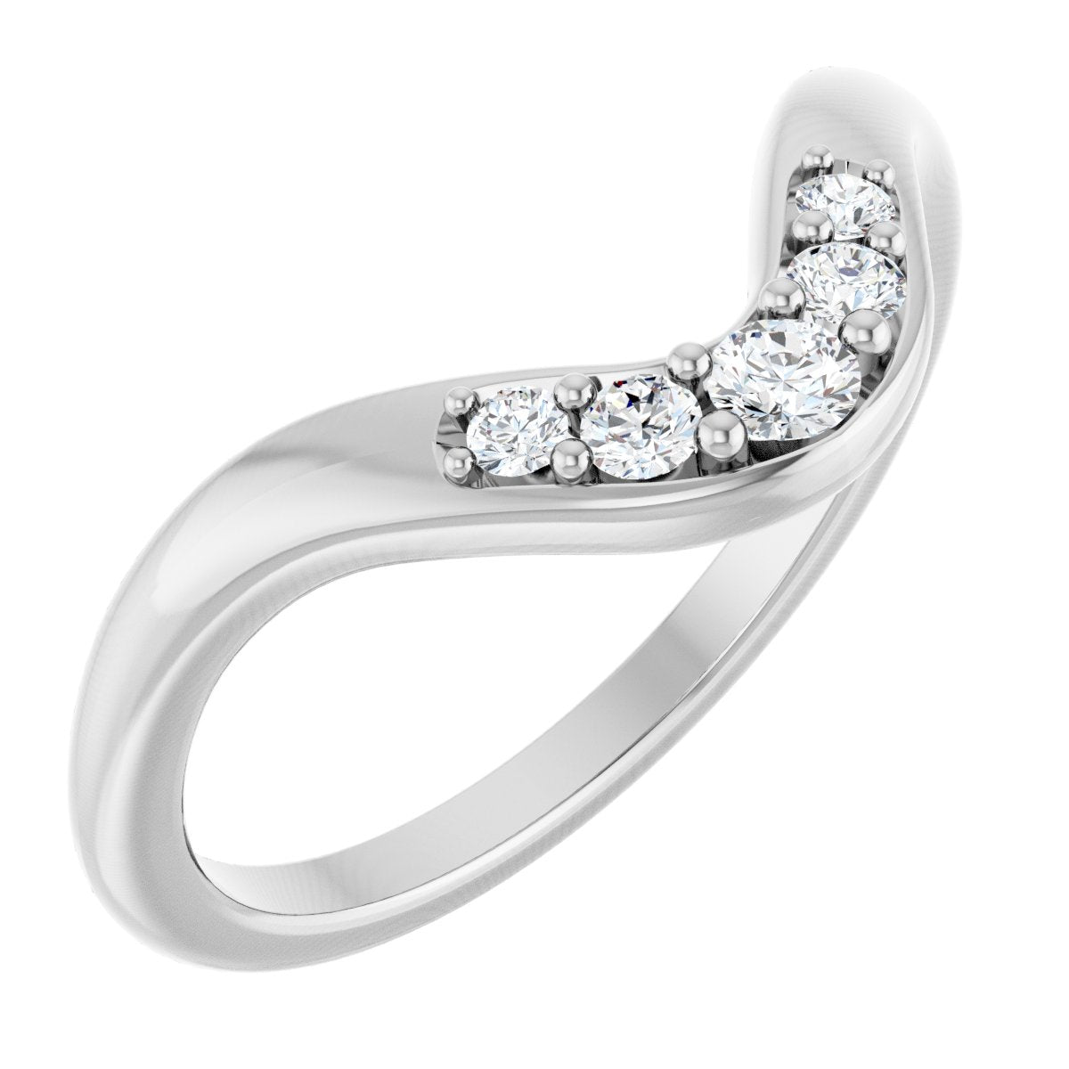 1/6 Ctw Lab-Grown Diamond Contour Band - White Gold - Lab Grown Diamond