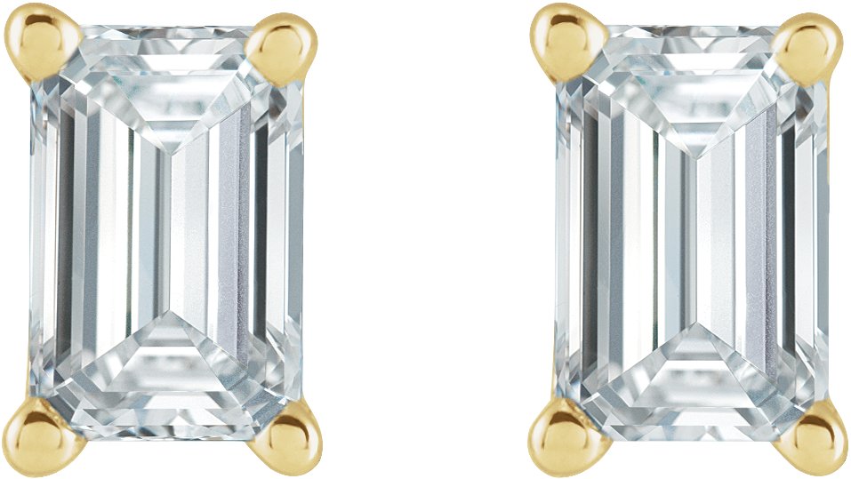 1 1/2 Ctw Lab Grown Diamond Solitaire 4-Prong Earrings - Yellow Gold - Lab Grown Diamond