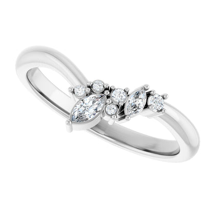 1/8 Ctw Marquise Lab-Grown Diamond Contour Band - White Gold - Lab Grown Diamond