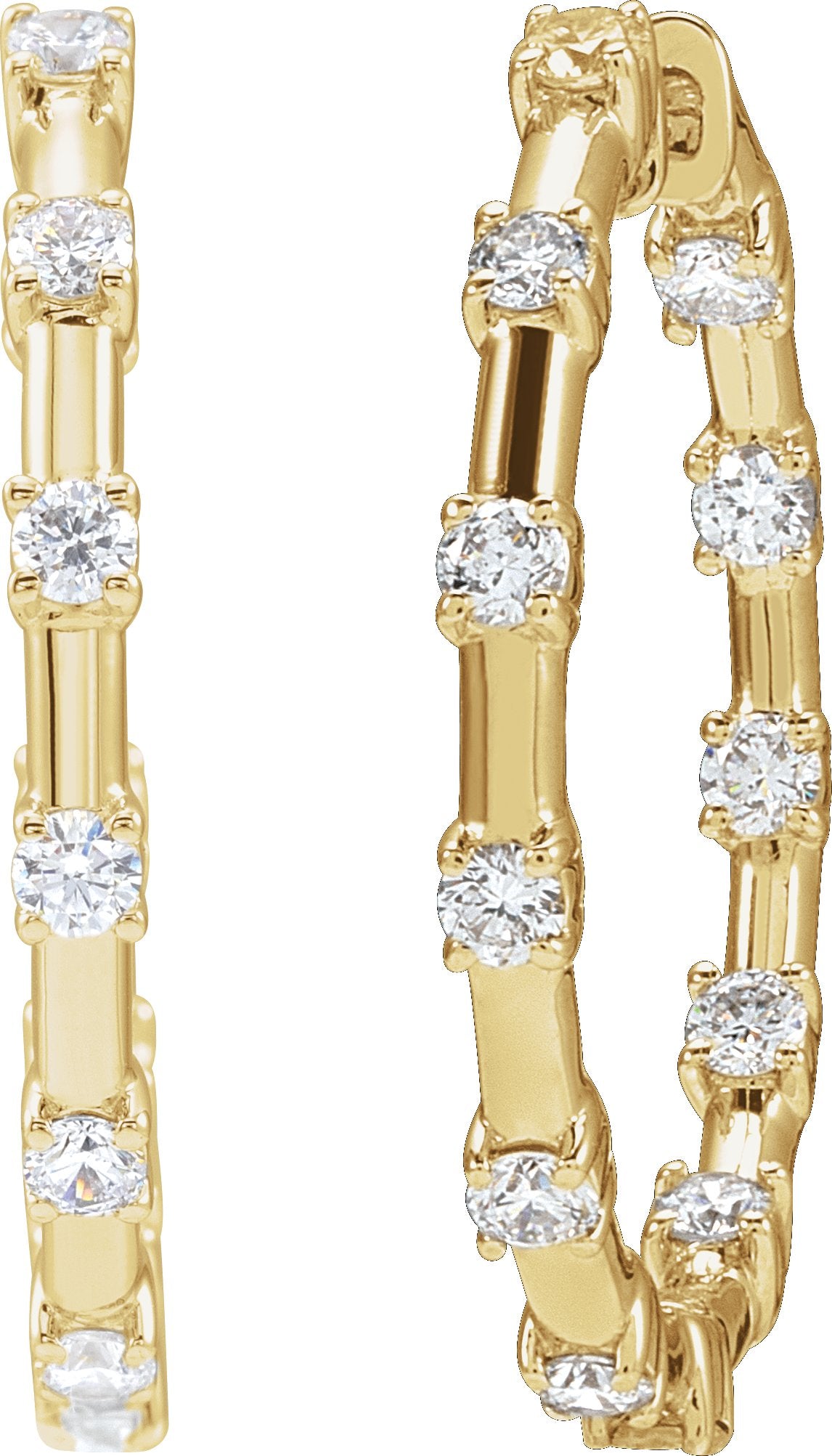 1 Ctw Lab-Grown Diamond Hoop Earrings - Yellow Gold - Lab Grown Diamond
