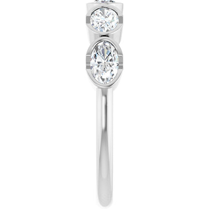 9/10 Ctw Oval Lab-Grown Diamond Anniversary Band - White Gold - Lab Grown Diamond