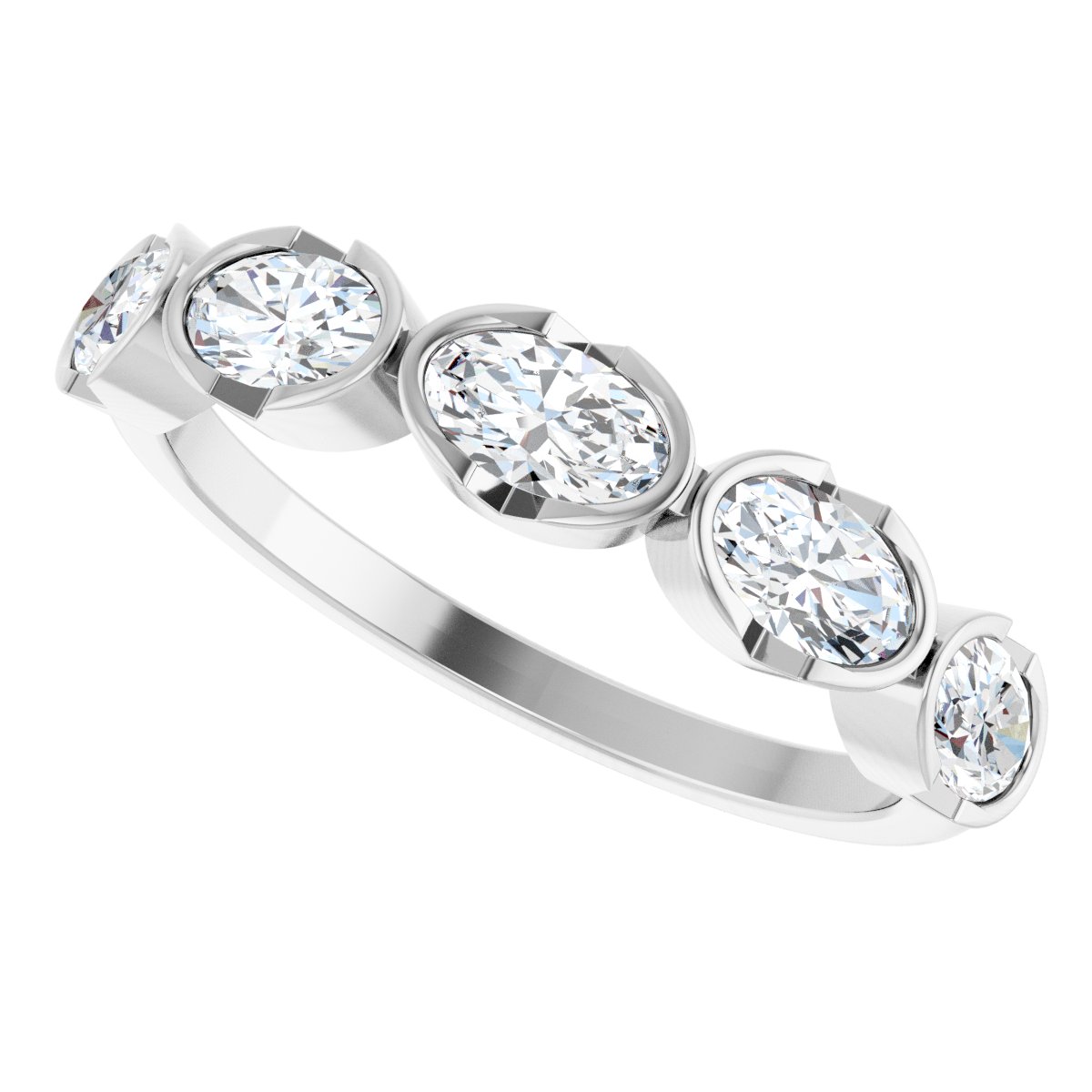 9/10 Ctw Oval Lab-Grown Diamond Anniversary Band - White Gold - Lab Grown Diamond