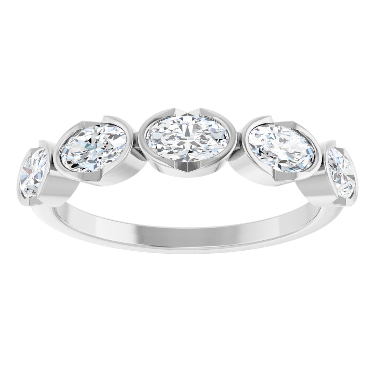 9/10 Ctw Oval Lab-Grown Diamond Anniversary Band - White Gold - Lab Grown Diamond
