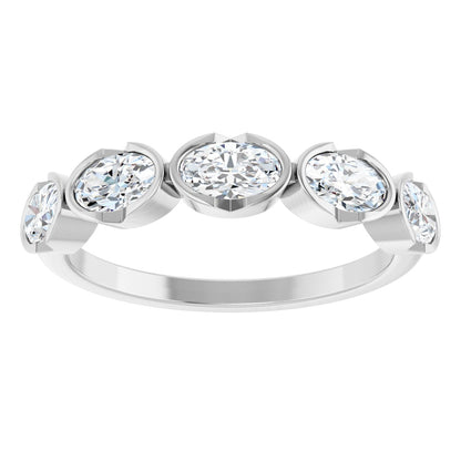 9/10 Ctw Oval Lab-Grown Diamond Anniversary Band - White Gold - Lab Grown Diamond