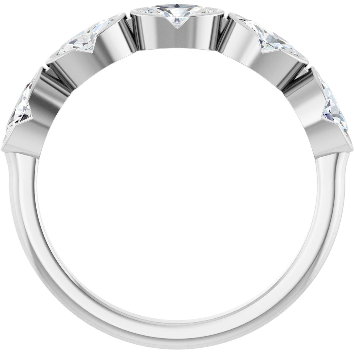 9/10 Ctw Oval Lab-Grown Diamond Anniversary Band - White Gold - Lab Grown Diamond