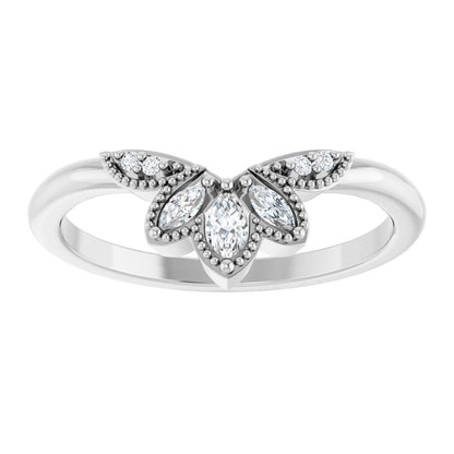 1/8 Ctw Marquise Lab-Grown Diamond Contour Band - White Gold - Lab Grown Diamond