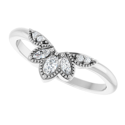 1/8 Ctw Marquise Lab-Grown Diamond Contour Band - White Gold - Lab Grown Diamond