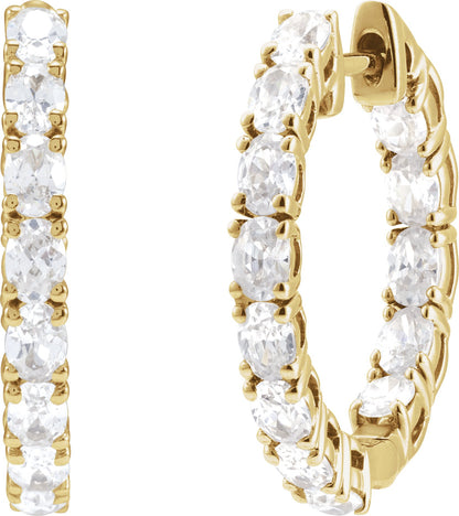 2 5/8 Ctw Oval Lab-Grown Diamond Hoop Earrings - Yellow Gold - Lab Grown Diamond
