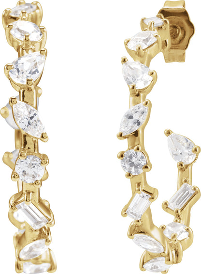 2 Ctw Lab-Grown Diamond Hoop Earrings - Yellow Gold - Lab Grown Diamond