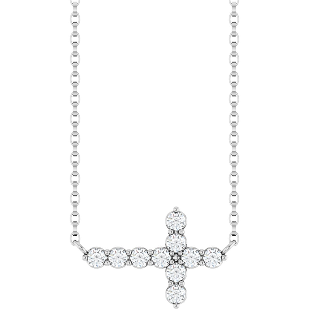 1/3 Ctw Lab-Grown Diamond Sideways Cross Necklace - Lab Grown Diamond