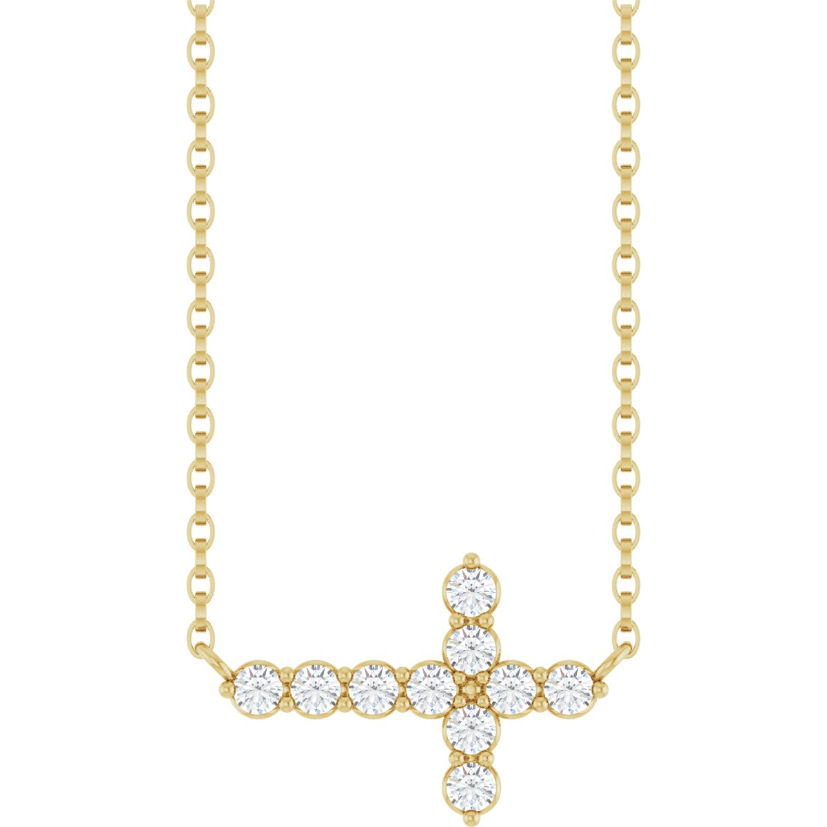1/3 Ctw Lab-Grown Diamond Sideways Cross Necklace - Yellow Gold - Lab Grown Diamond