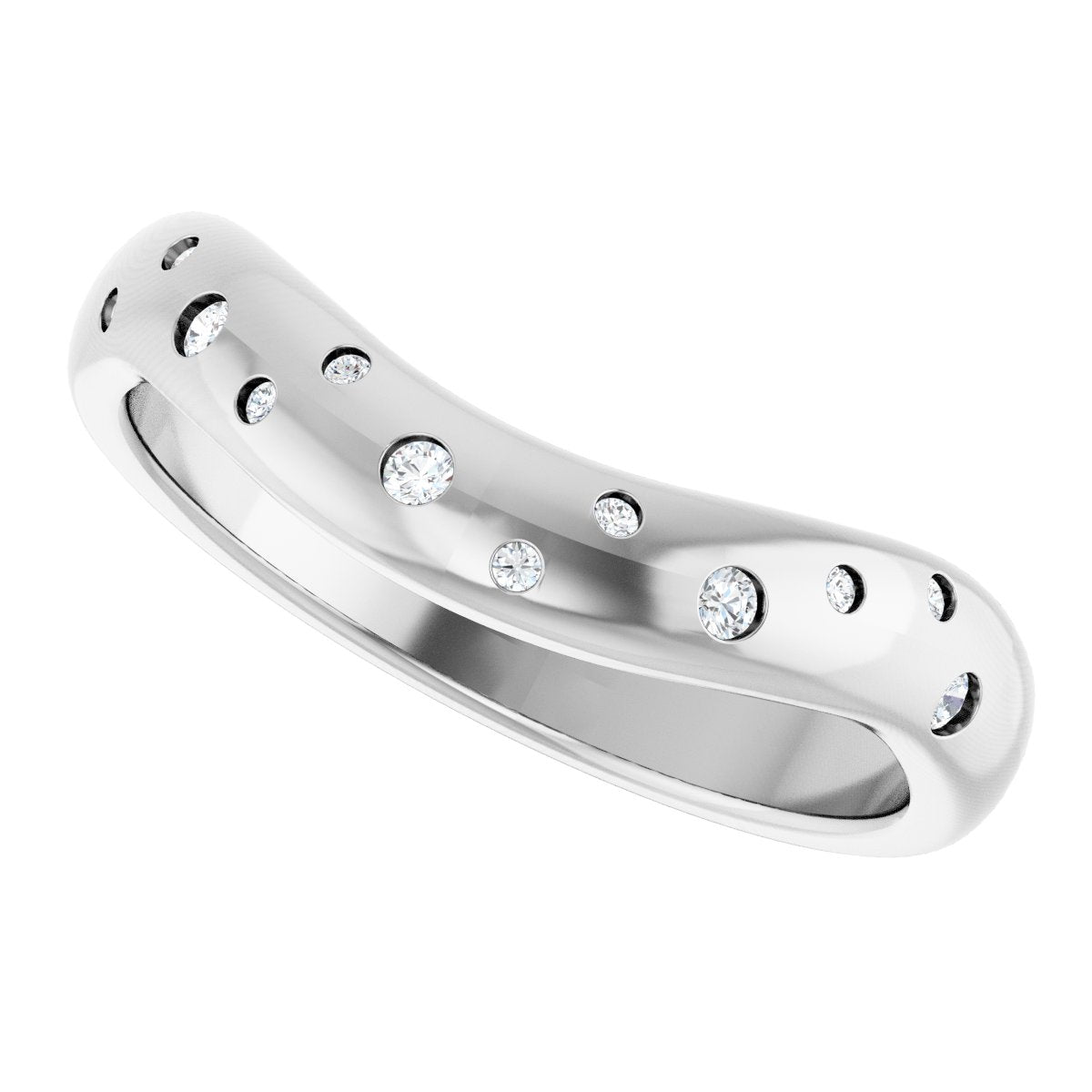 .08 Ctw Lab-Grown Diamond Contour Band - White Gold - Lab Grown Diamond