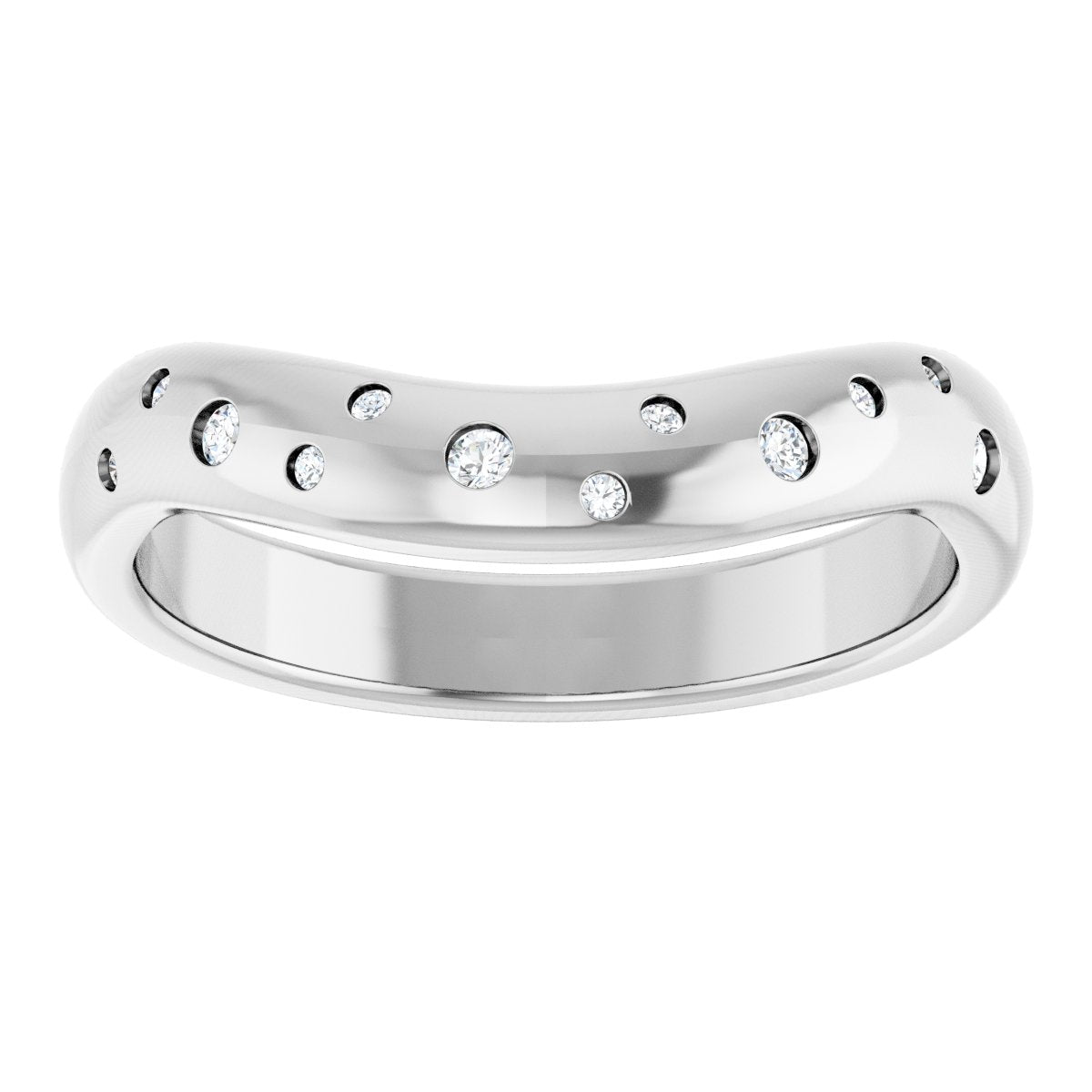 .08 Ctw Lab-Grown Diamond Contour Band - White Gold - Lab Grown Diamond