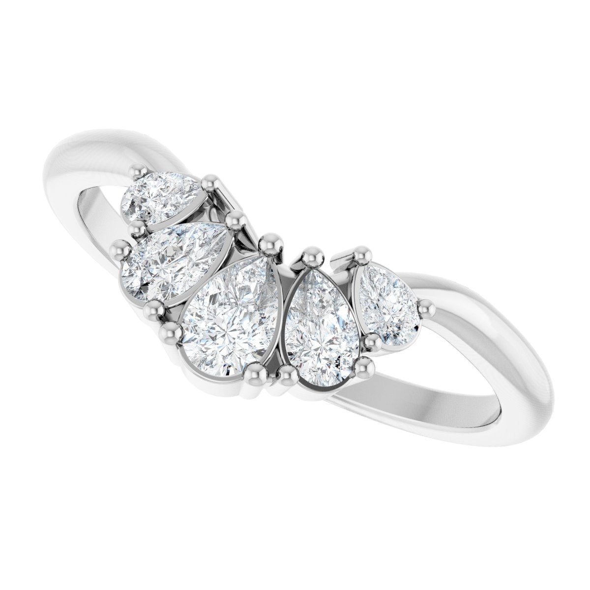 1/2 Ctw Pear Lab-Grown Diamond Contour Band - White Gold - Lab Grown Diamond