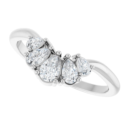 1/2 Ctw Pear Lab-Grown Diamond Contour Band - White Gold - Lab Grown Diamond