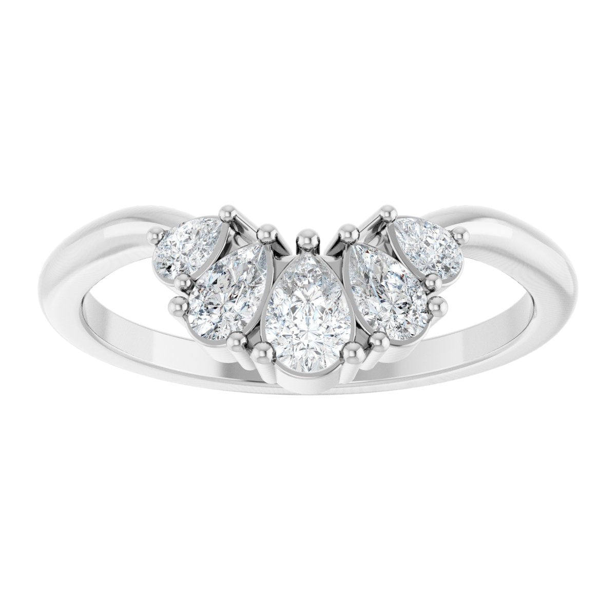 1/2 Ctw Pear Lab-Grown Diamond Contour Band - White Gold - Lab Grown Diamond