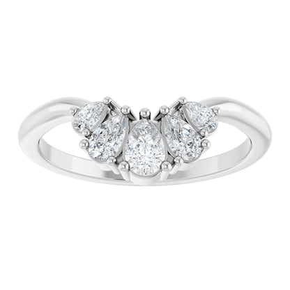 1/2 Ctw Pear Lab-Grown Diamond Contour Band - White Gold - Lab Grown Diamond