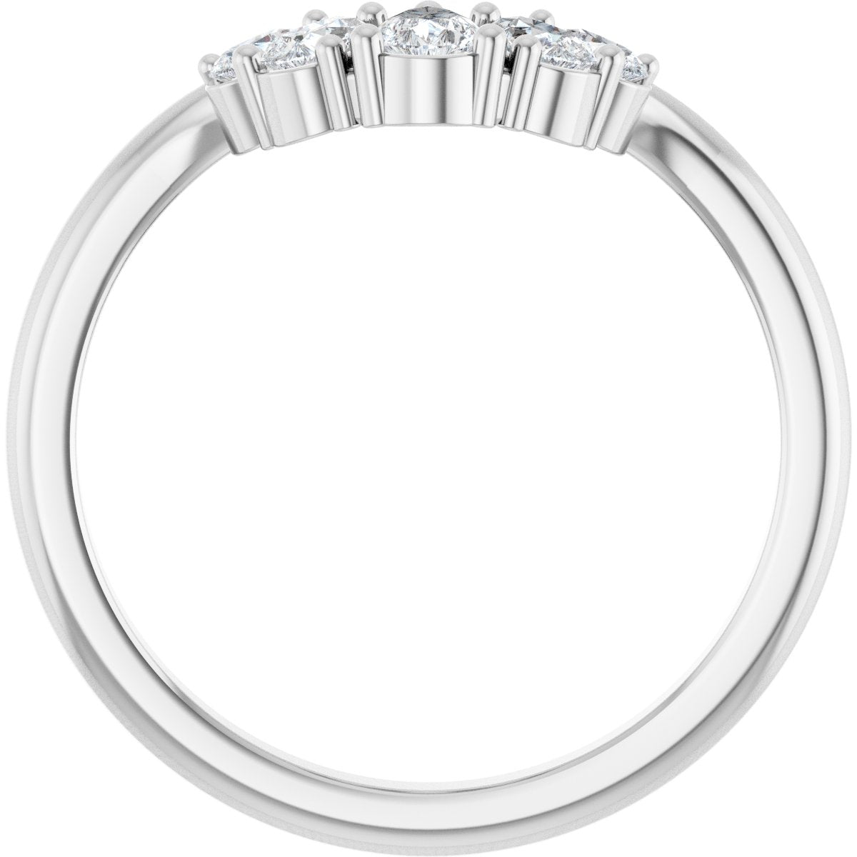1/2 Ctw Pear Lab-Grown Diamond Contour Band - White Gold - Lab Grown Diamond